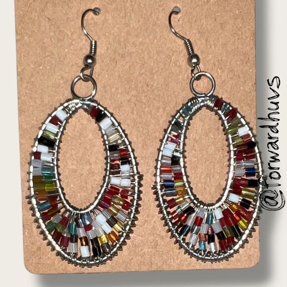 Bundle Sale 3 for $15 | Hand Crafted Multicolored Seed Bead Earrings - Picture 4 of 9